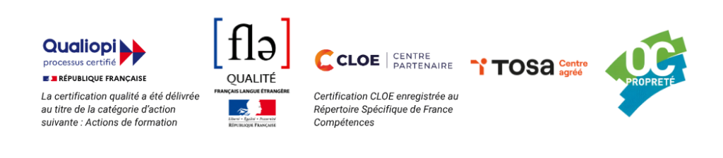 Logos Qualiopi - FLE - Tosa - CLOE - OC Propreté